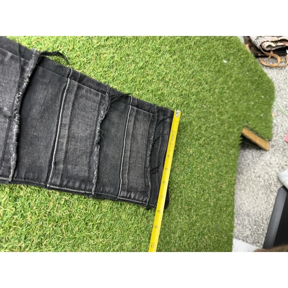 Esntls Jeans Mens 28 28x34 Black Denim Skinny Fit Slim Ripped Stacked y2k Grunge